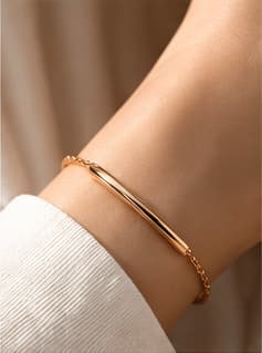 LINÉA — Minimal Gold Bar Bracelet — worn on wrist