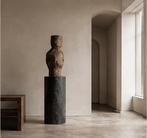 Sculptural artwork in a minimal interior